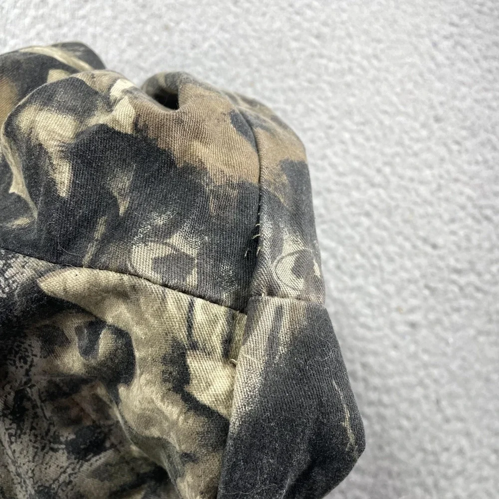 Vintage Mossy Oak Jacket Mens 2XL Brown Camo Hooded Snap Bomber Hunting Outdoor